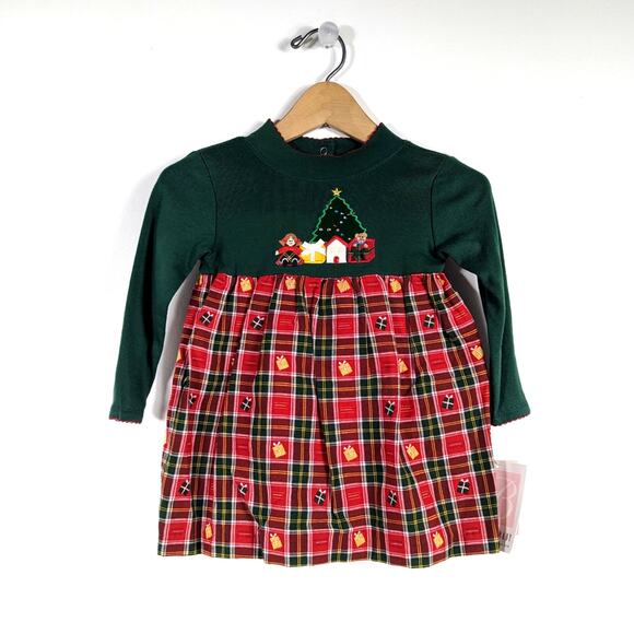 Bonnie Baby Other - Vintage Bonnie Baby Dress Girls Size 24m Green Christmas Onesie